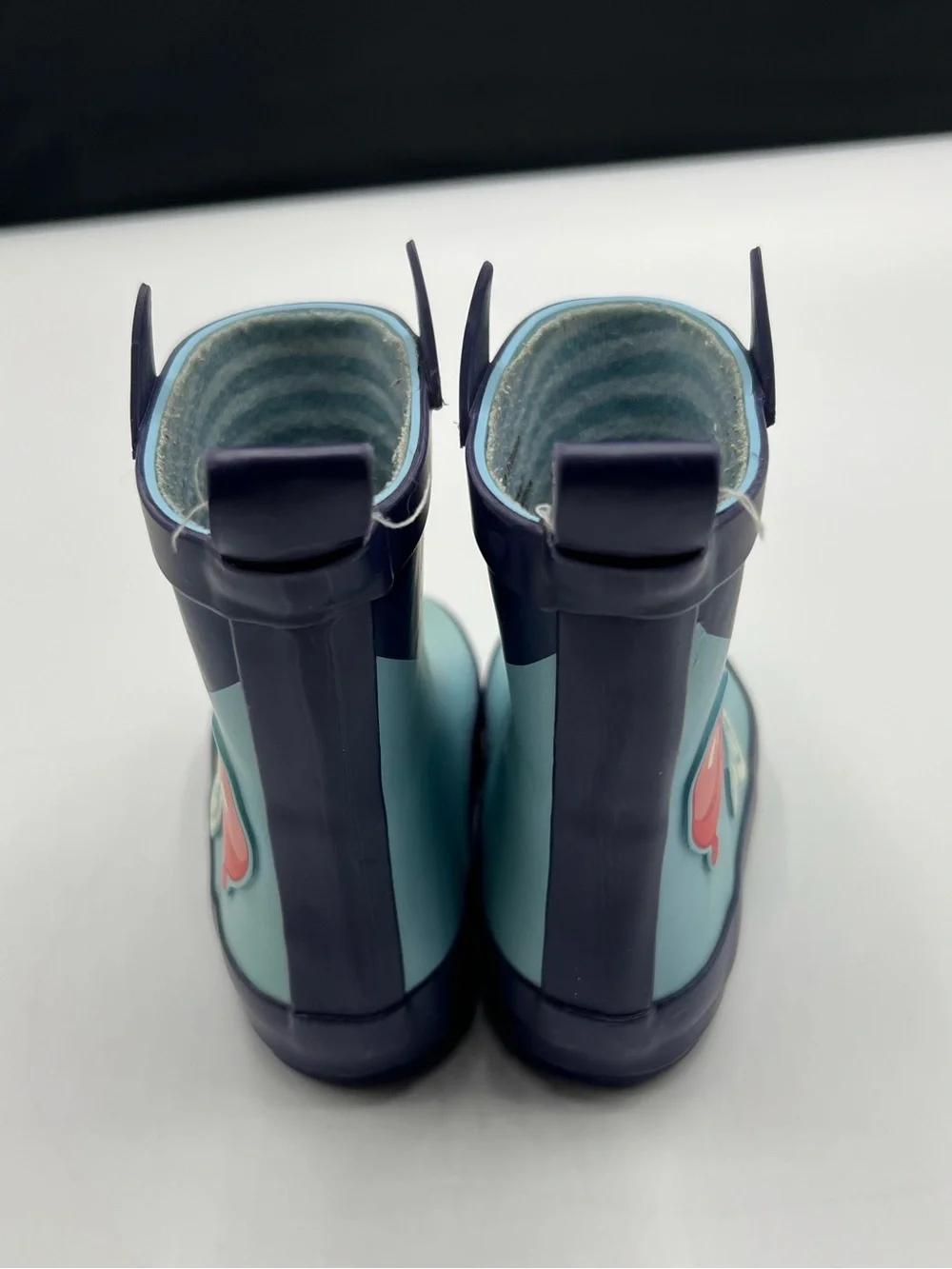 Cute Blue & Navy Kids Animal Rain Boots with Yellow Accent